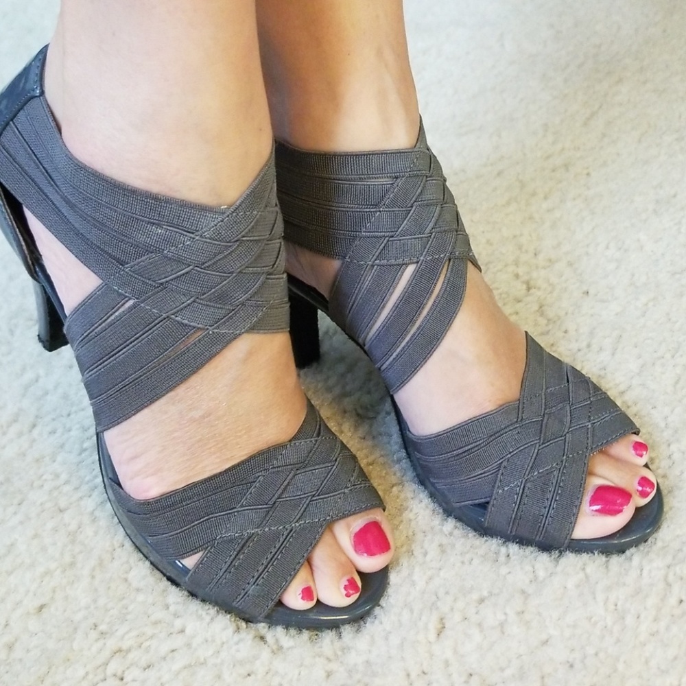 Madden Girl grey lattice heels